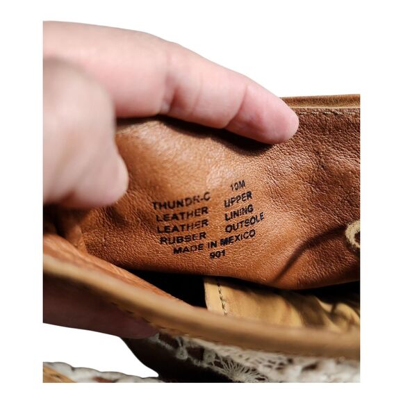 Steve Madden "Thundr-C" Cognac Brown Crochet Accent Lace Up Ankle Boots SZ 10M - Picture 6 of 8